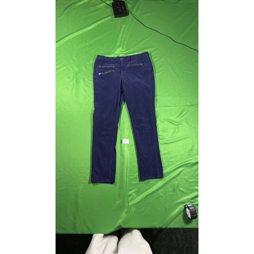 Venus Blue Corduroy Skinny Pants Gold Zipper Detail Navy Size 12
